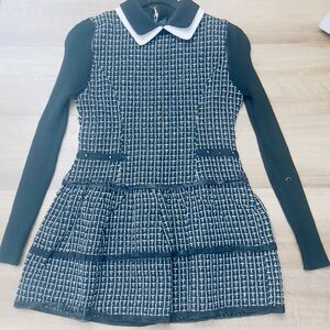 Black and White Tweed Mini Dress